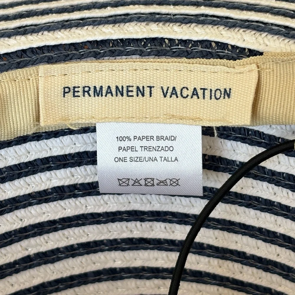 Permanent Vacation Navy & White Striped Straw Sun Hat - One Size
